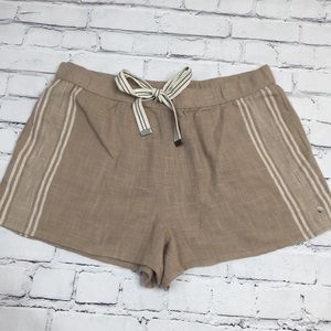 Aerie Pull On Shorts Stripe Tan White Pockets NWT
